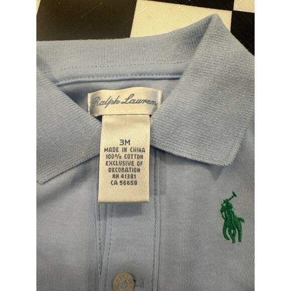 Ralph Lauren baby one piece romper light blue size 3M 100% cotton layette polo - Picture 3 of 5